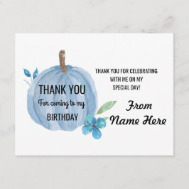 Tarjeta De Agradecimiento Gracias carda cumpleaños del muchacho azul de la