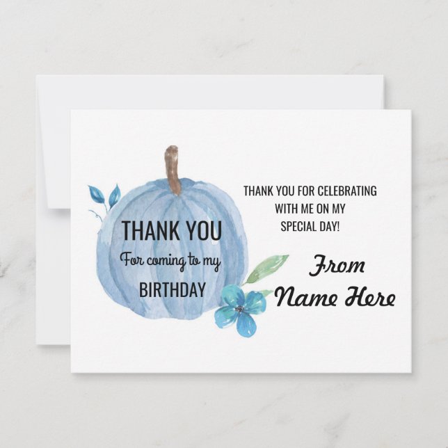 Tarjeta De Agradecimiento Gracias carda cumpleaños del muchacho azul de la (Anverso)