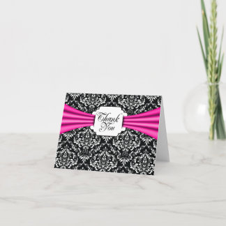Tarjeta De Agradecimiento Gracias carda el damasco rosado candente negro de