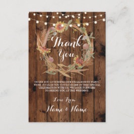 Tarjeta De Agradecimiento Gracias carda el invierno rústico de madera de la