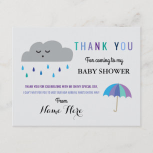 Tarjeta De Agradecimiento Gracias carda la nube Baby Shower asperjan la