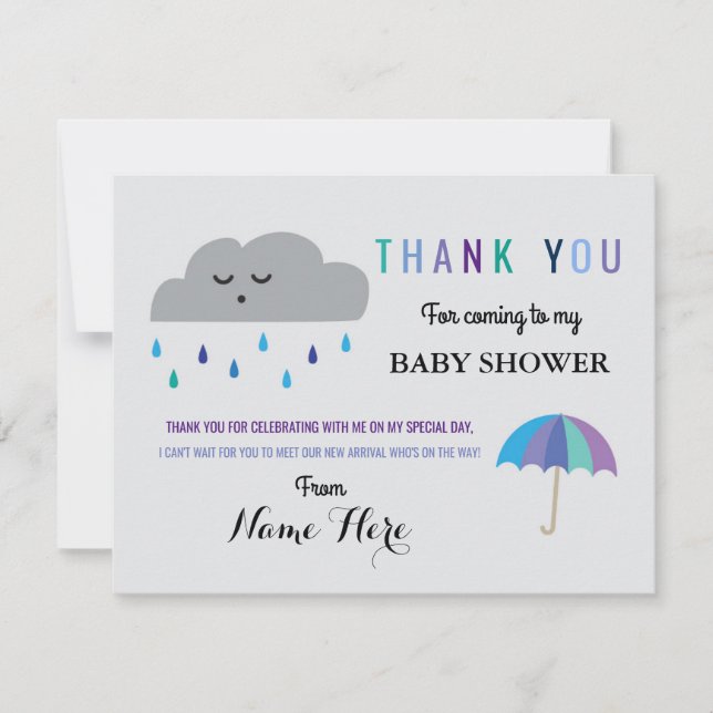 Tarjeta De Agradecimiento Gracias carda la nube Baby Shower asperjan la (Anverso)