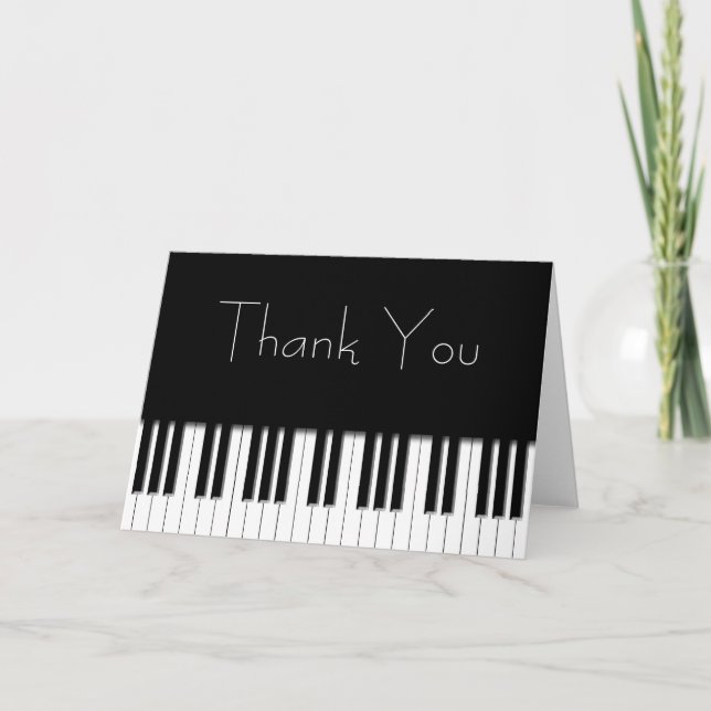 Tarjeta De Agradecimiento Gracias cardar - blanco del negro de las llaves (Anverso)