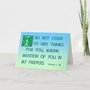 Tarjeta De Agradecimiento Gracias cardar el 1:16 de Ephesians