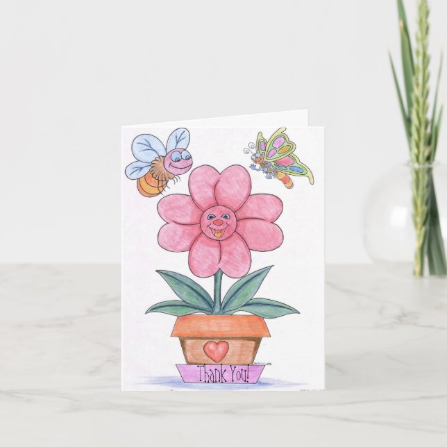 Tarjeta De Agradecimiento Gracias cardar (el dibujo animado) (Anverso)