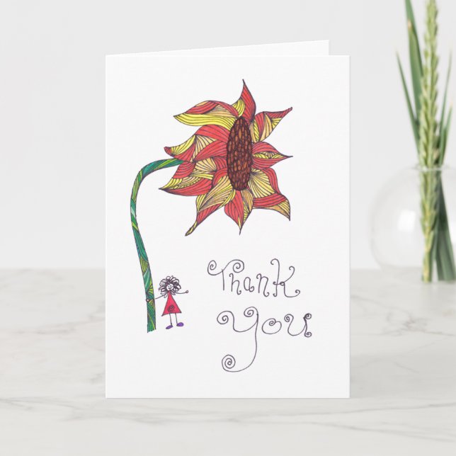 Tarjeta De Agradecimiento Gracias cardar - el girasol de la tinta (Anverso)