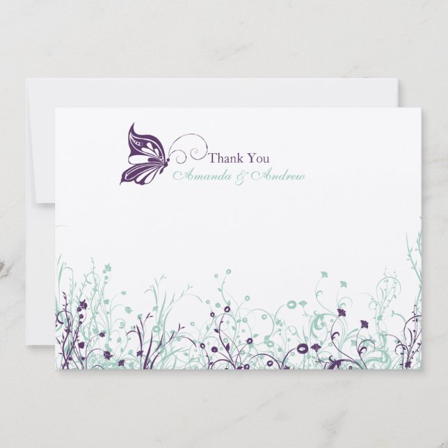 Tarjeta De Agradecimiento Gracias cardar - el jardín 9 de la mariposa (Anverso)