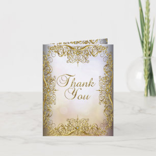 Tarjeta De Agradecimiento Gracias cardar el oro blanco beige elegante