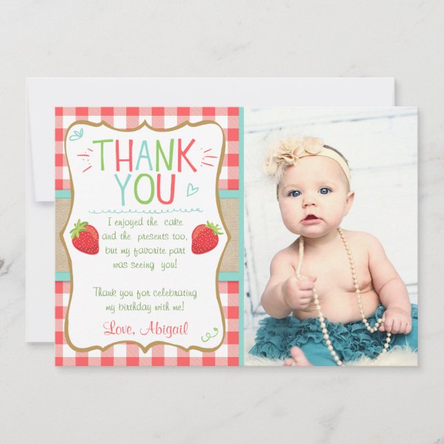 Tarjeta De Agradecimiento Gracias cardar el primer verano del cumpleaños de (Anverso)