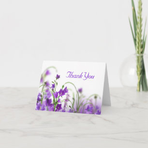 Tarjeta De Agradecimiento Gracias cardar--Flores púrpuras horizontales