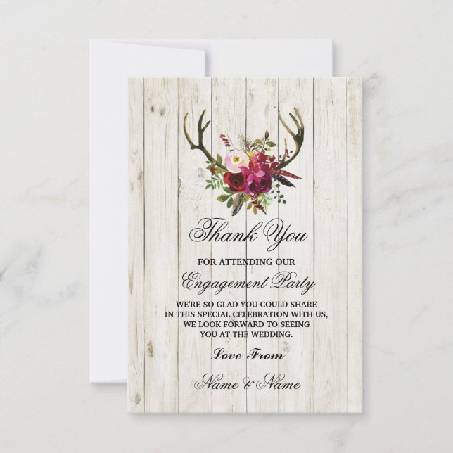 Tarjeta De Agradecimiento Gracias cardar las astas de la boda del compromiso (Anverso)