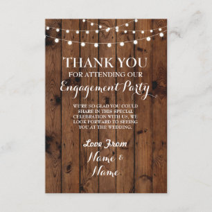 Tarjeta De Agradecimiento Gracias cardar luces de madera de la boda del