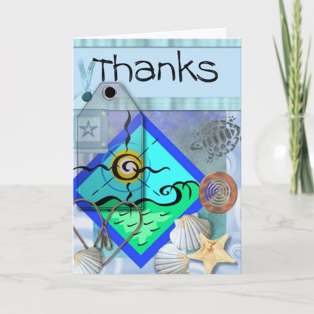Tarjeta De Agradecimiento gracias cardar, tema del océano (Anverso)