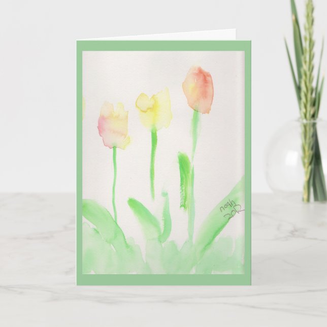 Tarjeta De Agradecimiento Gracias cardar tulipanes (Anverso)