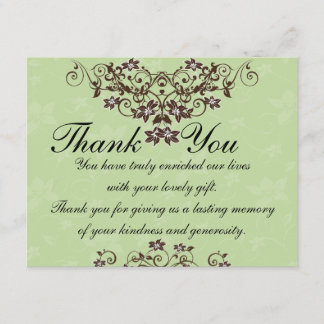 Tarjeta De Agradecimiento Gracias cardar - verde menta y marrón