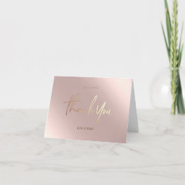 Tarjeta De Agradecimiento Gracias Cards Faux Relieve metalizado Rosegold