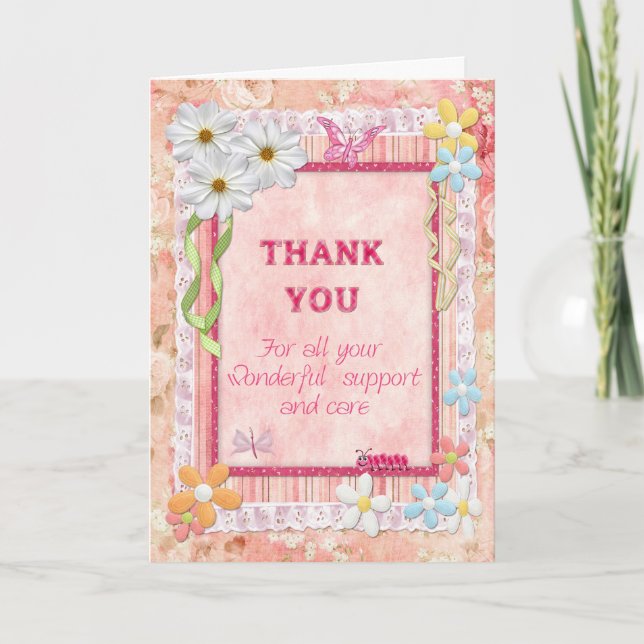Tarjeta De Agradecimiento Gracias carer, flor craft card (Anverso)
