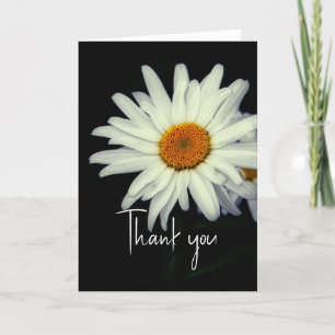 Tarjeta De Agradecimiento Gracias Cargar El Daisy Blanco Sobre El Negro