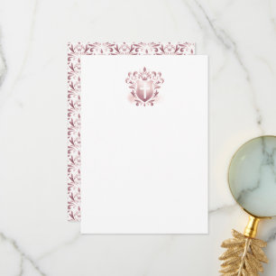 Tarjeta De Agradecimiento Gracias Cartas Escudo y cruz rosada agitada