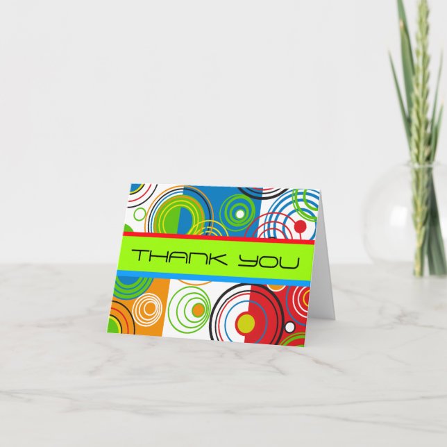 Tarjeta De Agradecimiento Gracias Cartas Retro Circle Ring (Anverso)