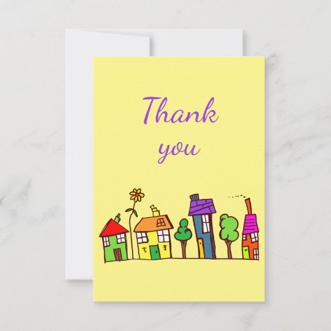 Tarjeta De Agradecimiento Gracias Casas Diversas Casas Personalizado Ciudad (Anverso)