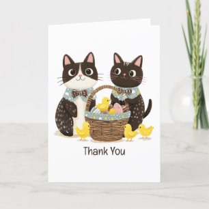 Tarjeta De Agradecimiento Gracias Cats de Pascua Cesta de Pascua Bebés