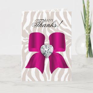 Tarjeta De Agradecimiento Gracias Cebra Fashion Jewelry Bow Gracias
