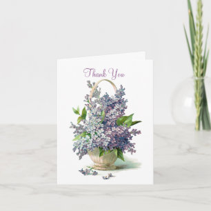 Tarjeta De Agradecimiento Gracias Cesta de Lilac Blossoms