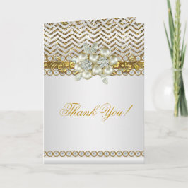 Tarjeta De Agradecimiento Gracias Chevron White Diamond Pearl