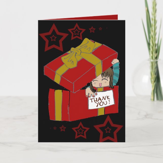 Tarjeta De Agradecimiento Gracias chibi (Anverso)