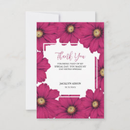 Tarjeta De Agradecimiento Gracias Chic Magenta Cosmos Floral Botánico