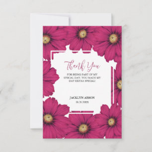 Tarjeta De Agradecimiento Gracias Chic Magenta Cosmos Floral Botánico