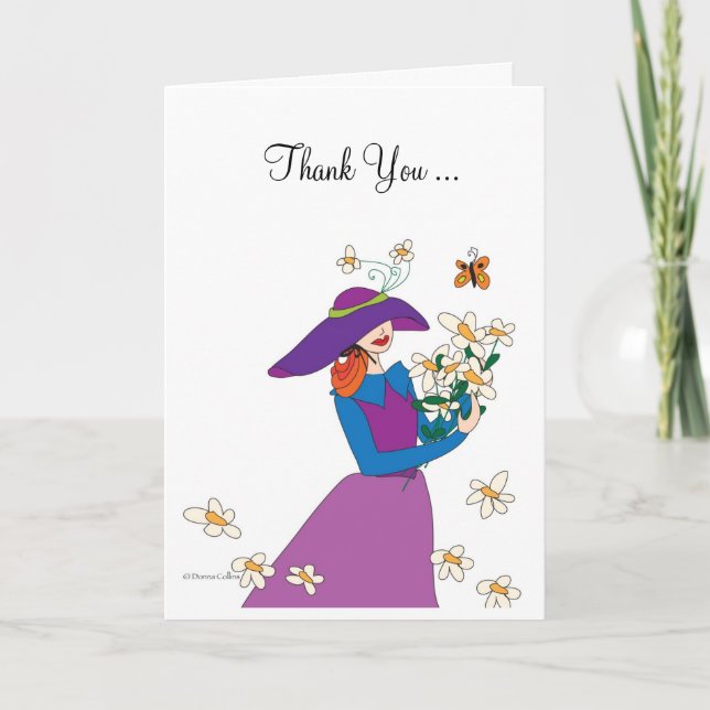 Tarjeta De Agradecimiento Gracias chica flor (Anverso)