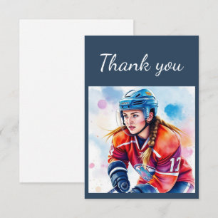 Tarjeta De Agradecimiento Gracias Chicas entrenador de jugadores de hockey,