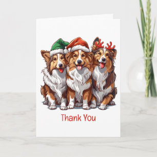 Tarjeta De Agradecimiento Gracias Christmas Shetland Sheepdogs