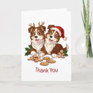 Tarjeta De Agradecimiento Gracias Christmas Shetland Sheepdogs