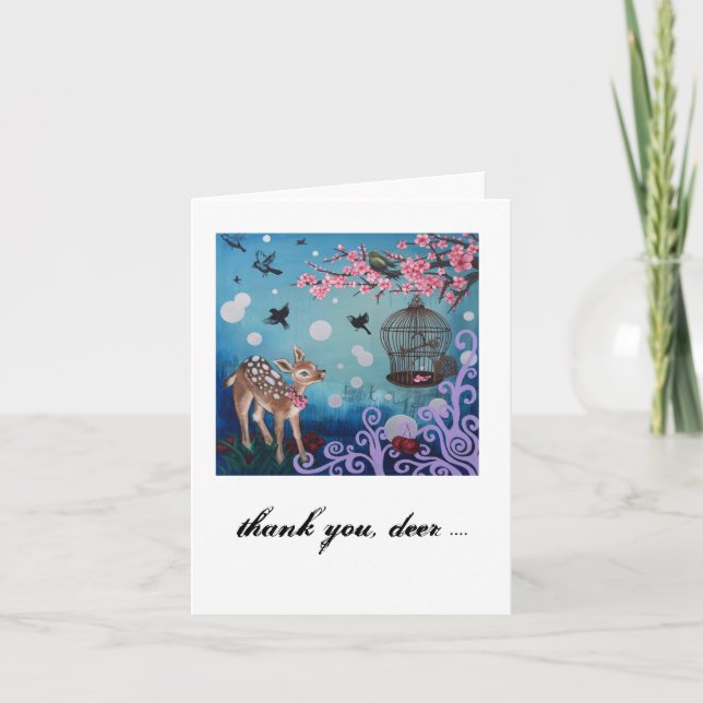 Tarjeta De Agradecimiento Gracias, ciervo. Tarjeta, sobres blancos incluidos (Anverso)
