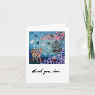 Tarjeta De Agradecimiento Gracias, ciervo. Tarjeta, sobres blancos incluidos
