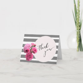 Tarjeta De Agradecimiento Gracias círculo color de rosa romántico de /Pink