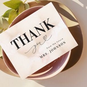 Tarjeta De Agradecimiento Gracias Cloud Nueve Heart Script Bridal Shower