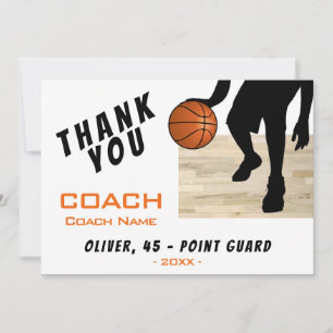 Tarjeta De Agradecimiento Gracias Coach Basketball Player Silhouette Card