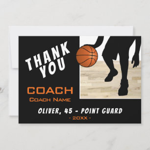 Tarjeta De Agradecimiento Gracias Coach Basketball Player Silhouette Card