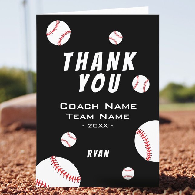 Tarjeta De Agradecimiento Gracias Coach Black Baseball Card (Subido por el creador)
