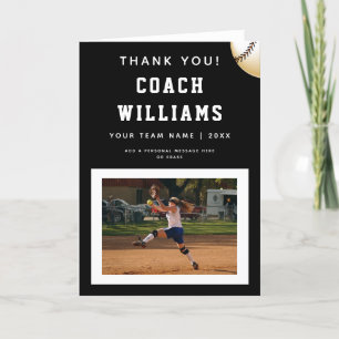 Tarjeta De Agradecimiento Gracias Coach de Softball Player Photo & Ball