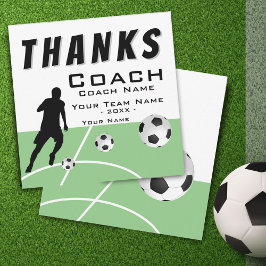 Tarjeta De Agradecimiento Gracias Coach Soccer Player Tamaño extra
