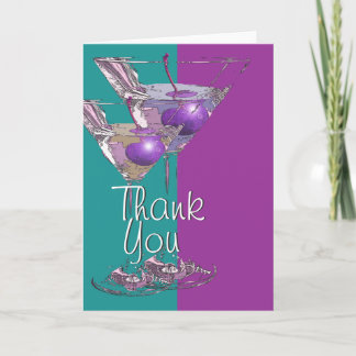 Tarjeta De Agradecimiento "Gracias" cóctel púrpura verde azulado de martini