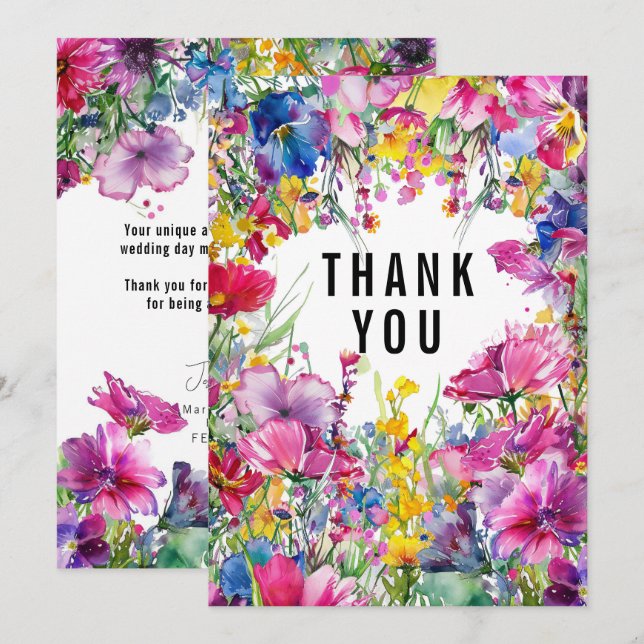 Tarjeta De Agradecimiento 🌹 🌻 Gracias Colección de Blooms (Anverso / Reverso)