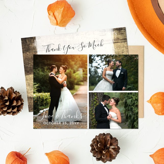 Tarjeta De Agradecimiento Gracias Collage de fotos del Boda de Madera Rusa (Subido por el creador)