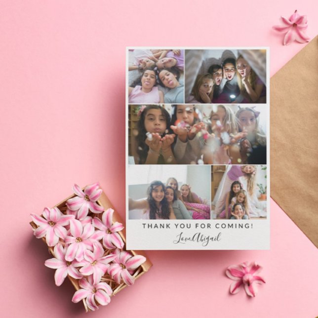 Tarjeta De Agradecimiento Gracias Collage de fotos Fiesta de Sleepover Chica (Subido por el creador)