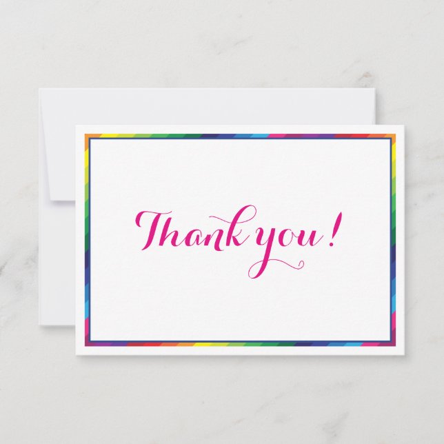 Tarjeta De Agradecimiento GRACIAS colores modernos brillantes de arcoíris (Anverso)